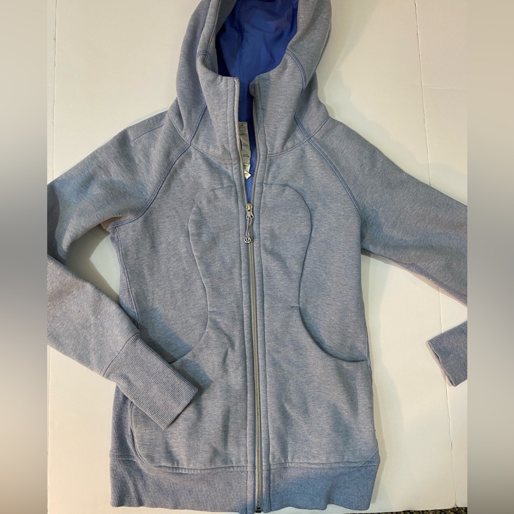 Lululemon Heathered Blue Linen Full Zip Scuba Hoodie Size 4